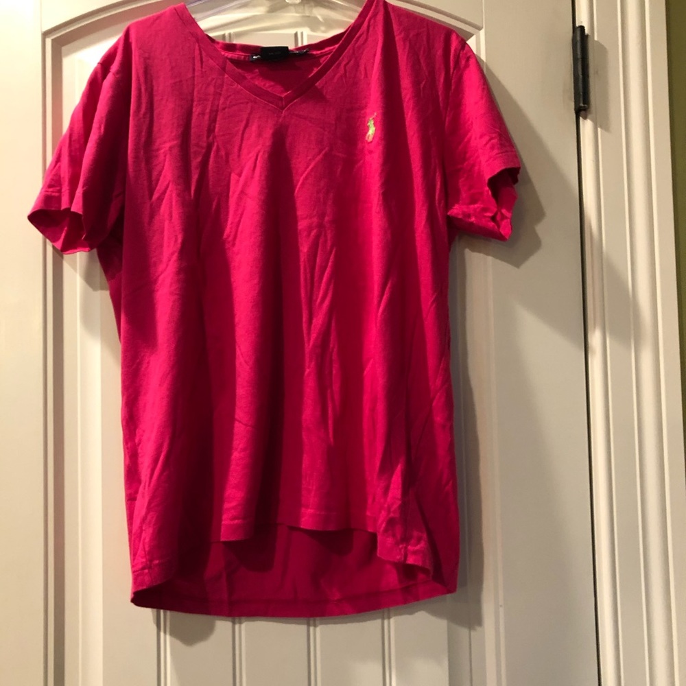Bright pink polo shirt